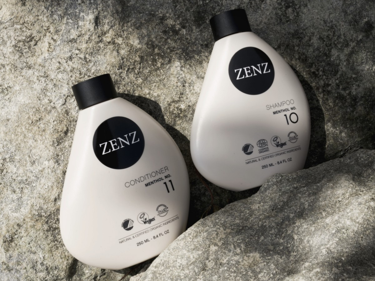 Menthol Shampoo no. 10 og Conditioner no. 11 fra ZENZ Organic på klippe