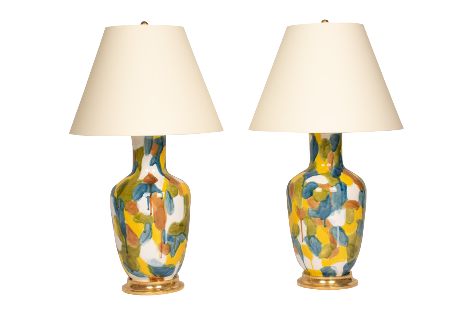 Ginger Jar Lamp Pair in Spinach and Egg