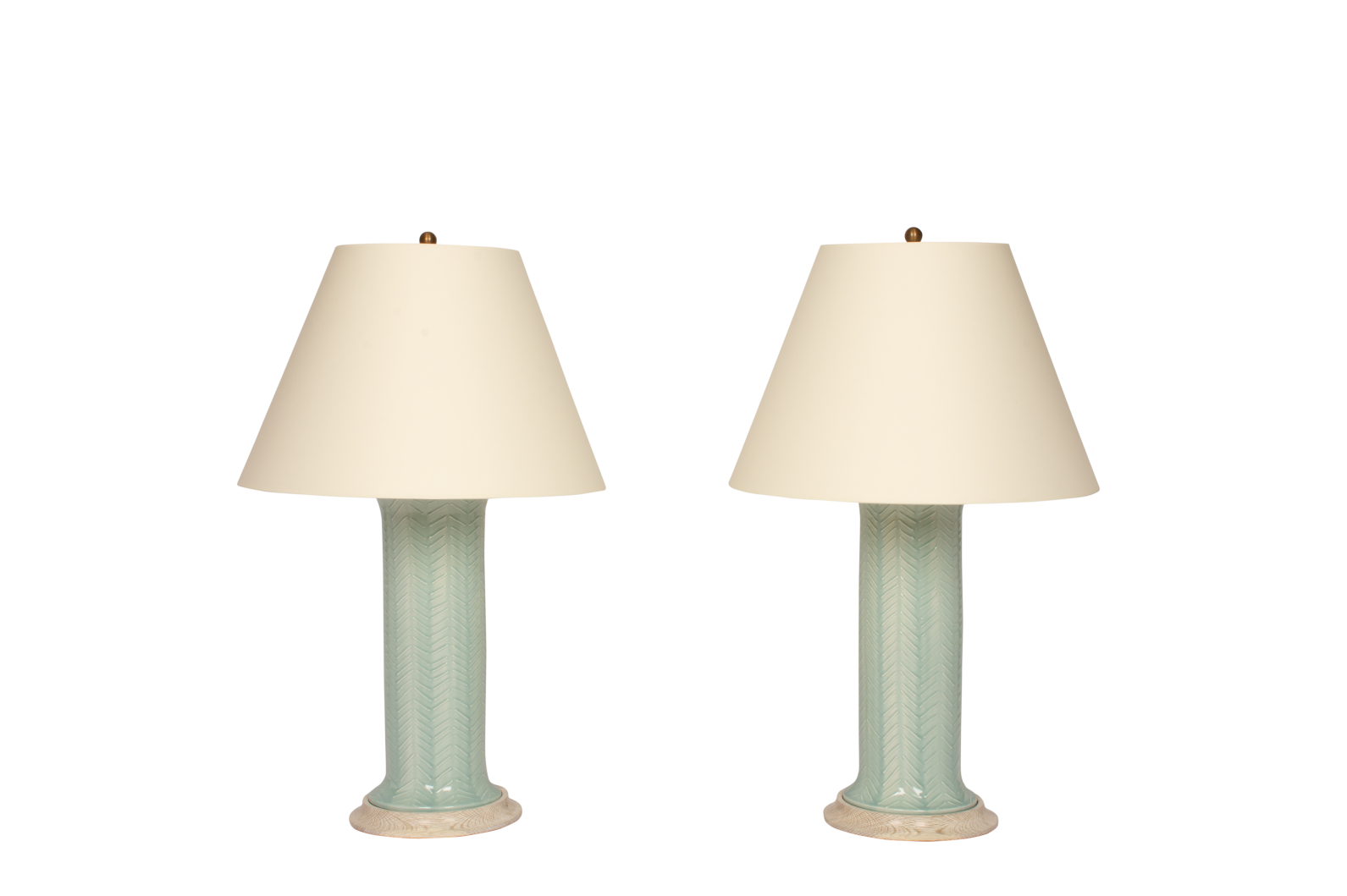 Patricia Large Lamp Pair in Duck Egg Chevron