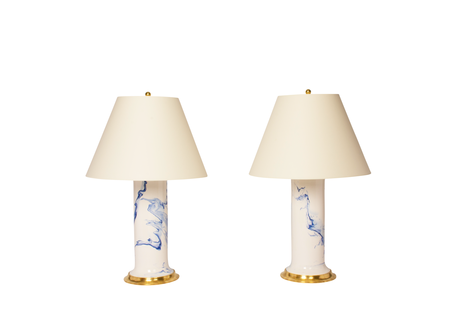 Patricia Large Lamp Pair in Delft Blue Marble