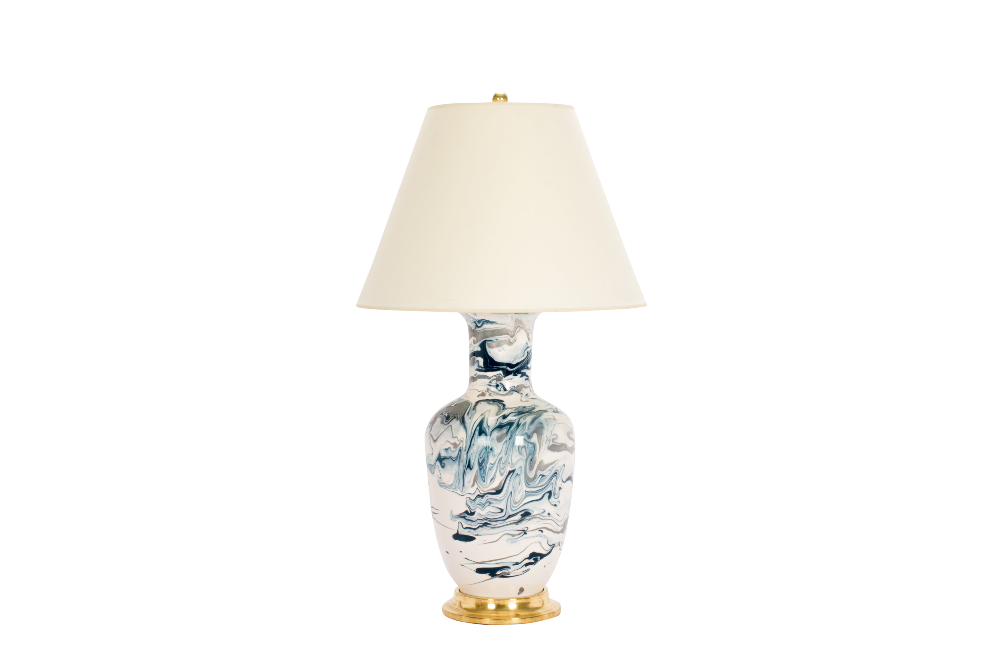 Ginger Jar Lamp in Blue Grey Teal Marble