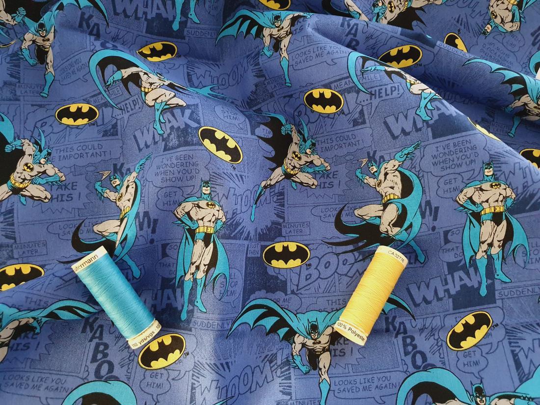Batman Comics on Blue Background By Camelot 100% Cotton Licensed - The  Little Fabric Shop