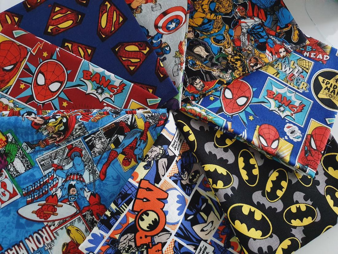 Superheros Spiderman Batman & Marvel Comic Mix Fat Quarter Bundle 100% -  The Little Fabric Shop