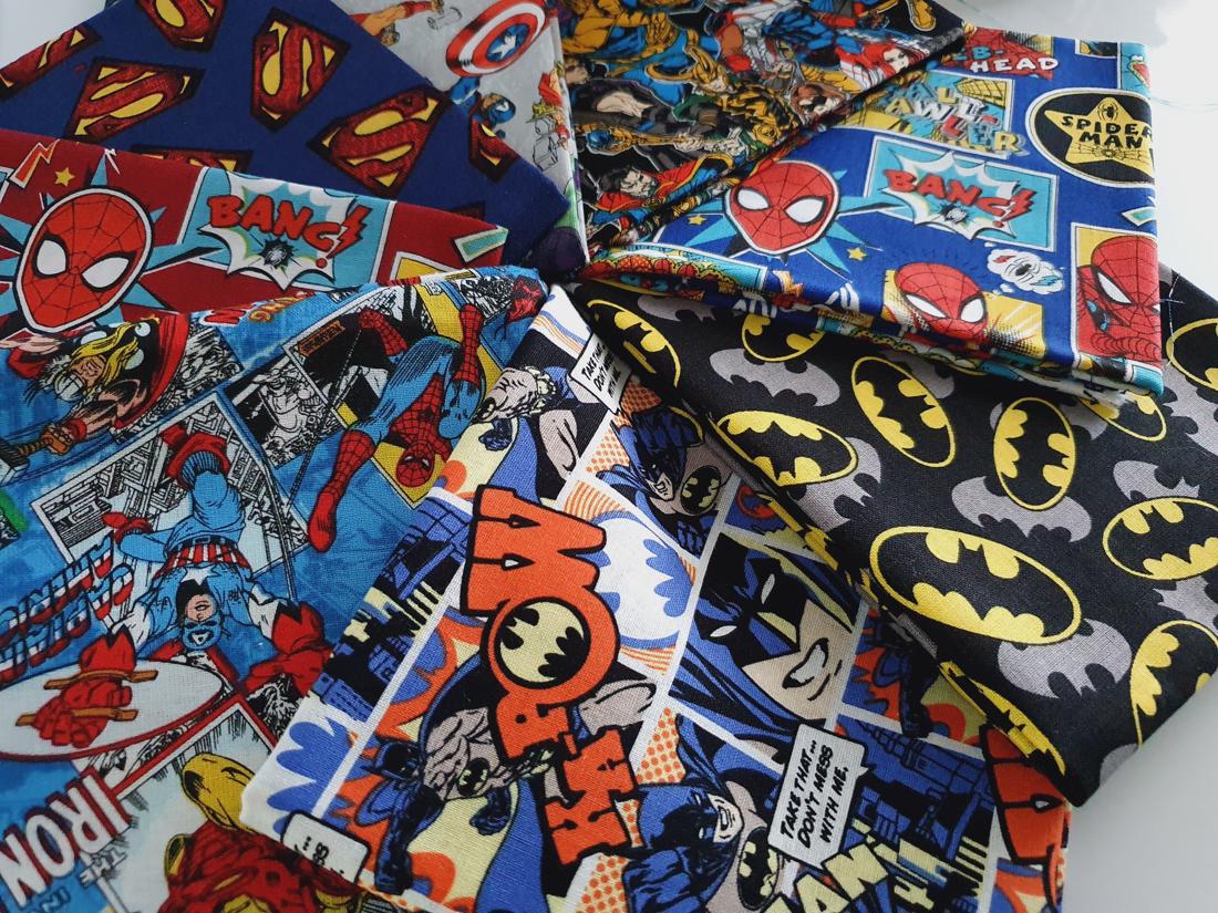 Superheros Spiderman Batman & Marvel Comic Mix Fat Quarter Bundle 100% -  The Little Fabric Shop