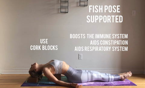 Fish pose - Matsyasana with cork yoga blocks