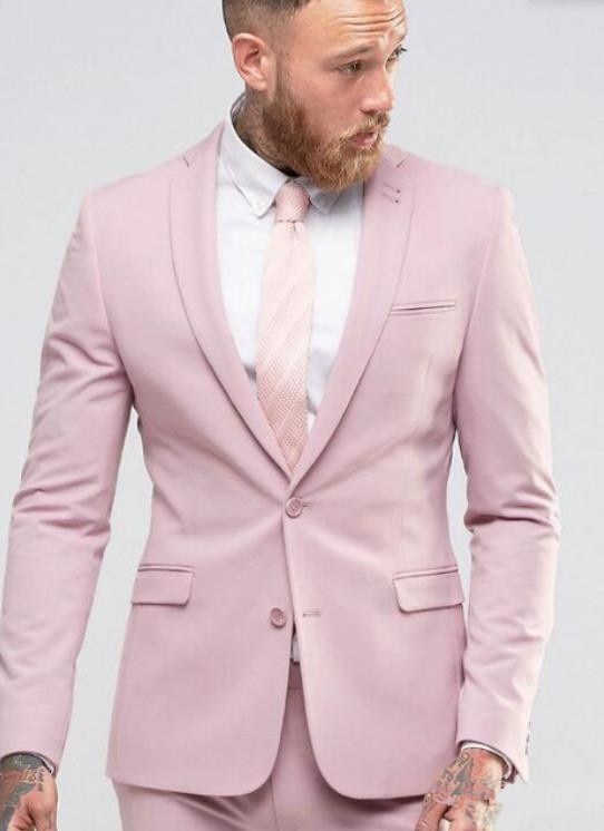 New Arrival Light Pink Men Suit Slim Party Dress Groomsmen Tuxedo For Beach Wedding Suit Formal Blazer 2 Pieces Jacket Pants