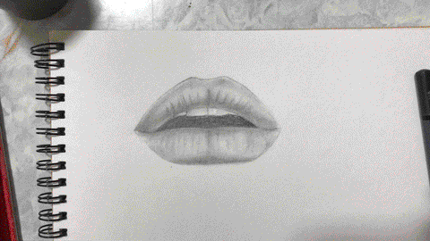 L'oeil Loeil art blog sketching pencil artist lips drawing different angle front view side how to draw drawing pencil black