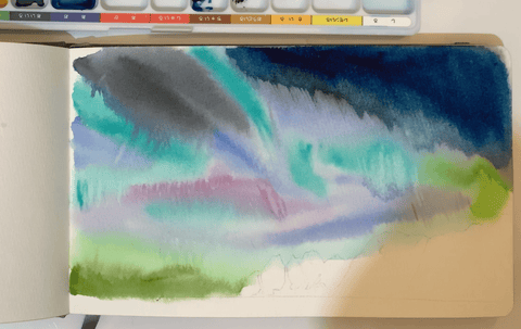 L'oeil_loeilart_youtube_tutorial_watercolor_northern_light_aurora_Lenvik_norway