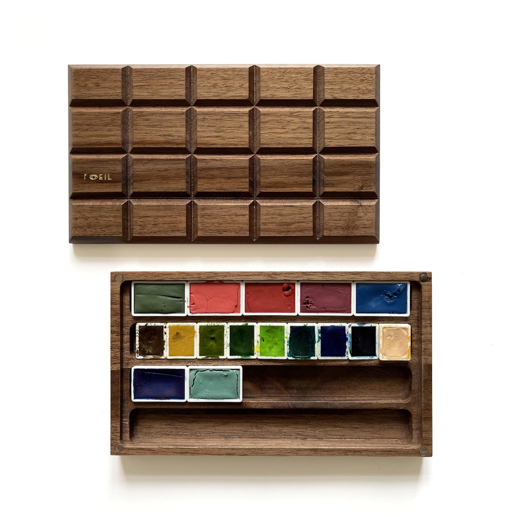 New Stained Artist Painting Sketch Box With Wooden Palette 