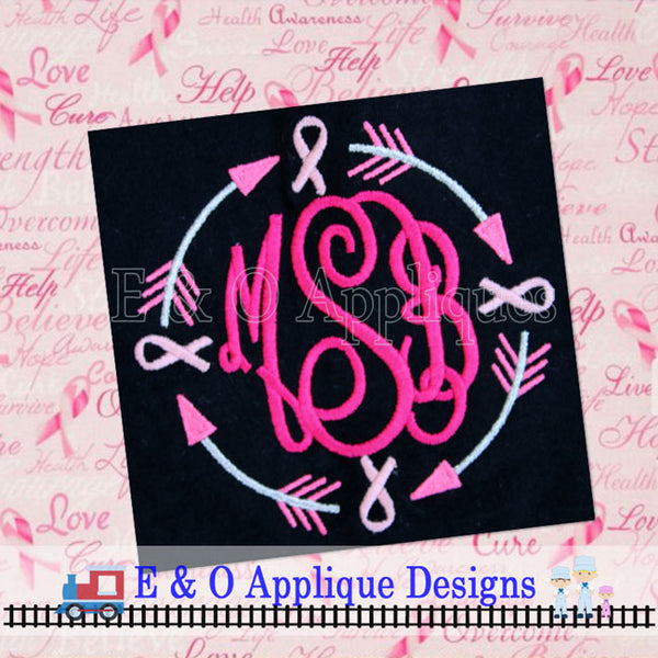 Arrow Ribbon Monogram Frame Embroidery Design