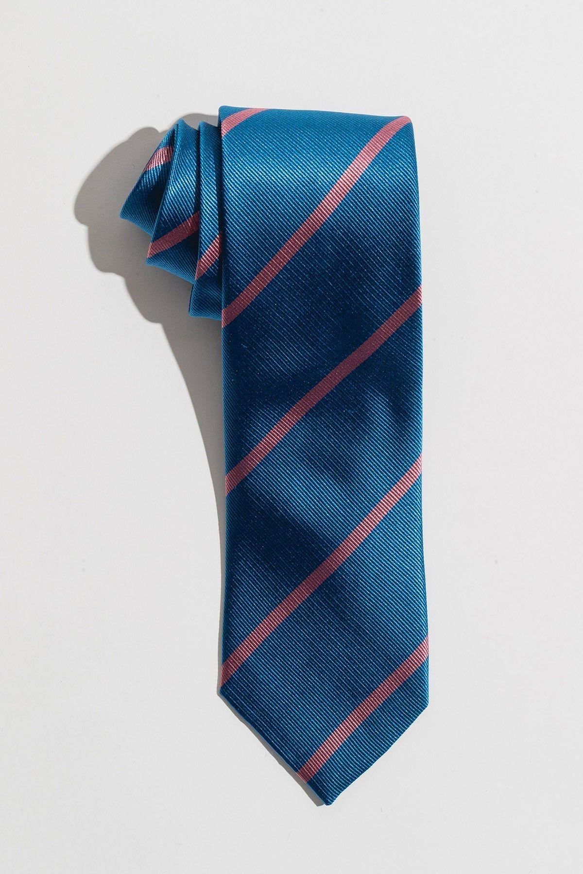 Billede af Light Blue Pink Striped Silk Tie
