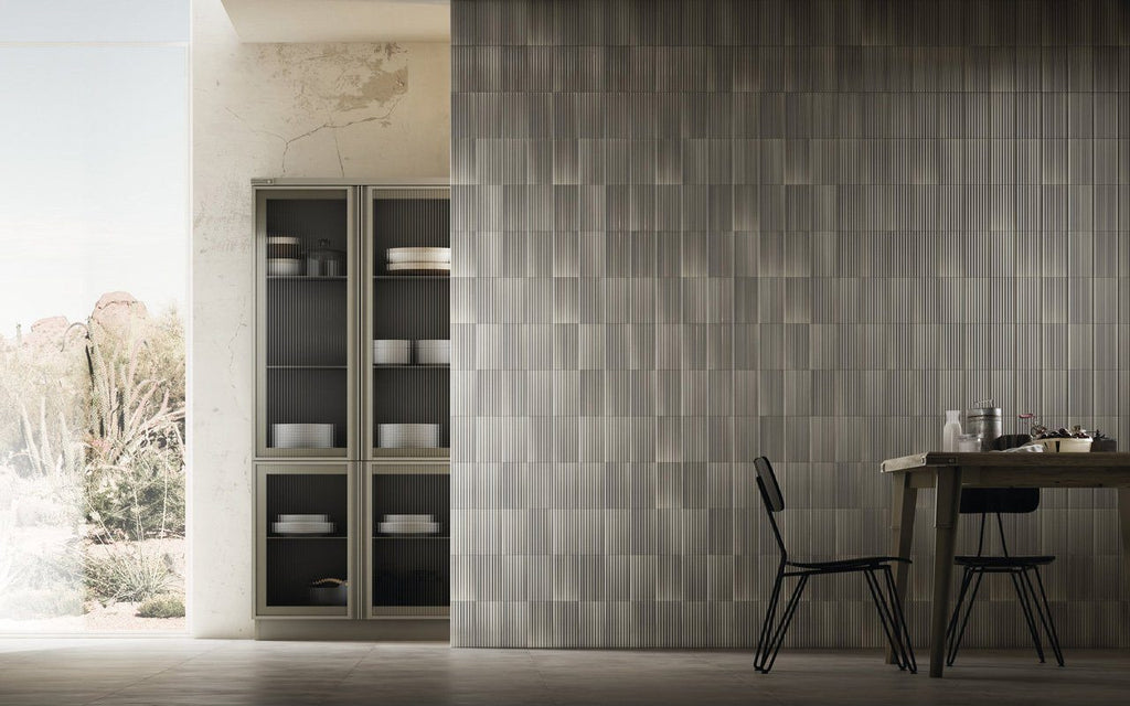 Diesel Living Iris Ceramica Wall Tiles Ribbed Oxide Grey 4 X8 Factor Home Design