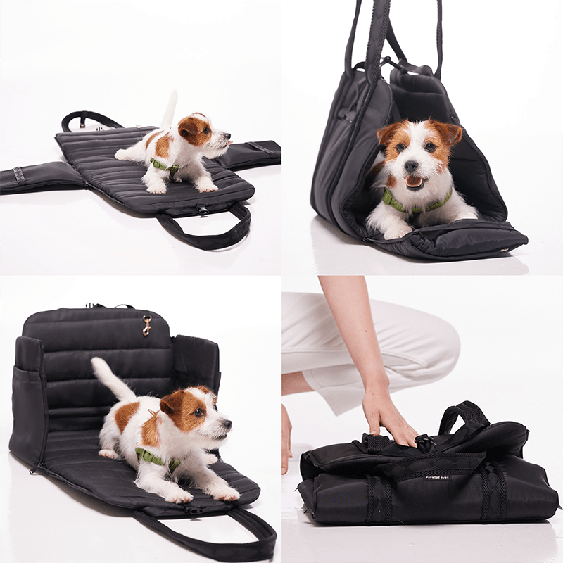 Pups & Bubs Let's Adventure Pet Carrier Front & Backpack (2 Ways) for Dogs, Puppy & Cats (Black)