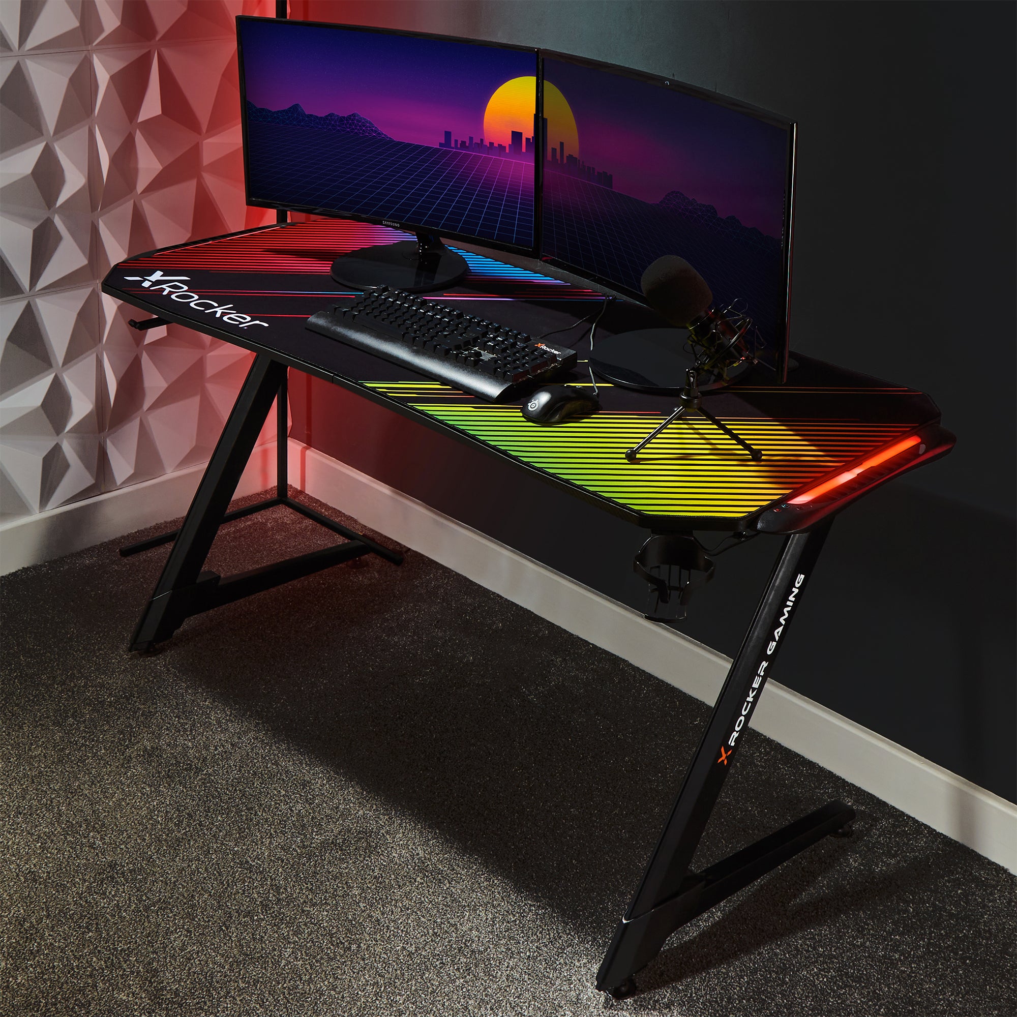 Lynx LED Gaming Desk, Black