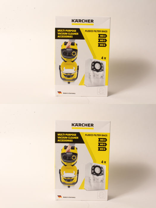 Karcher Vacuum Bags For WD4 WD5 WD6 Premium Renovation Vacuum Pleated  Filter x 4