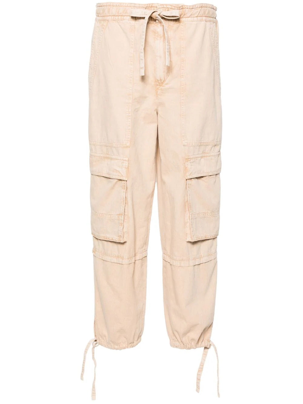 Relaxed: trousers with an elasticated frilled waistband - light beige