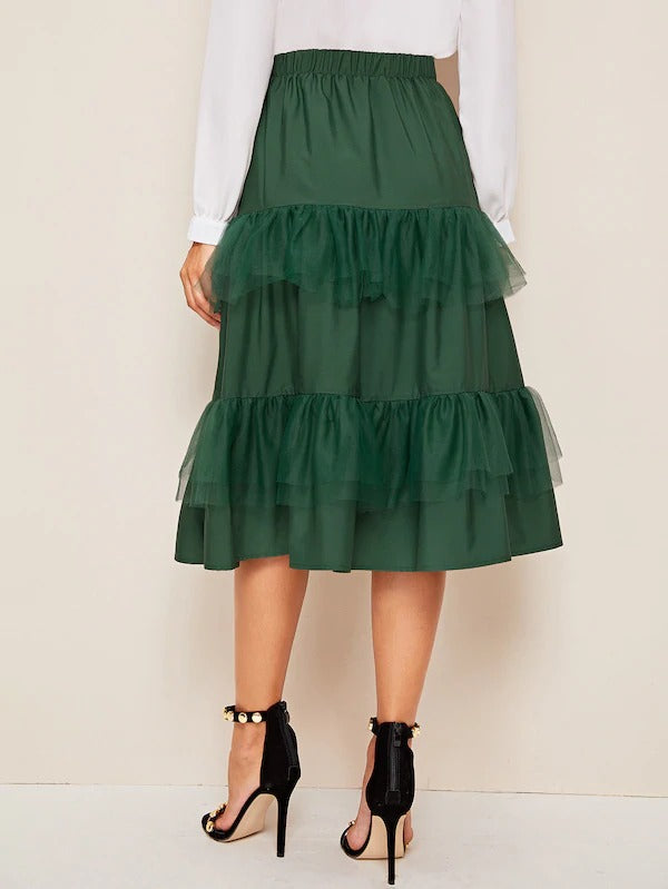 mesh ruffle skirt