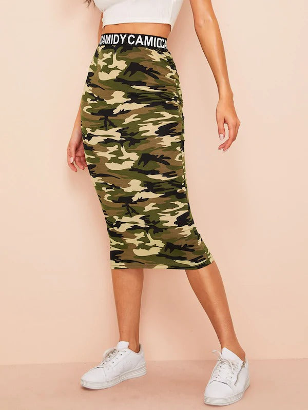 camo bodycon skirt