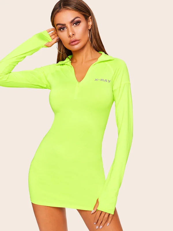 neon lime green bodycon dress