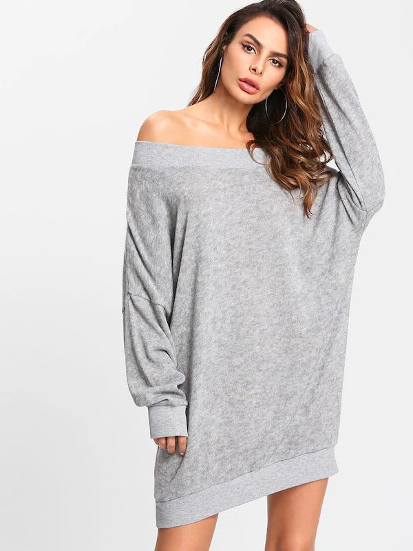 knitted sweater dress off the shoulder