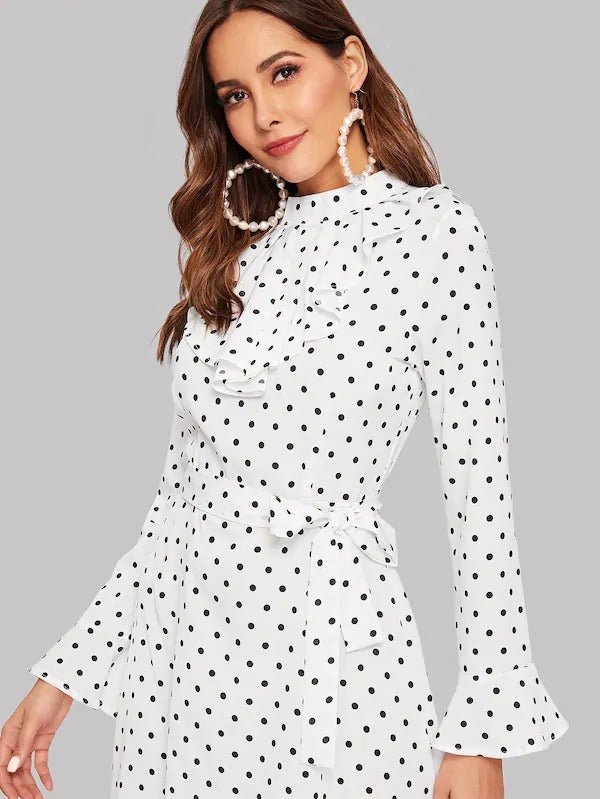 polka dot flounce dress