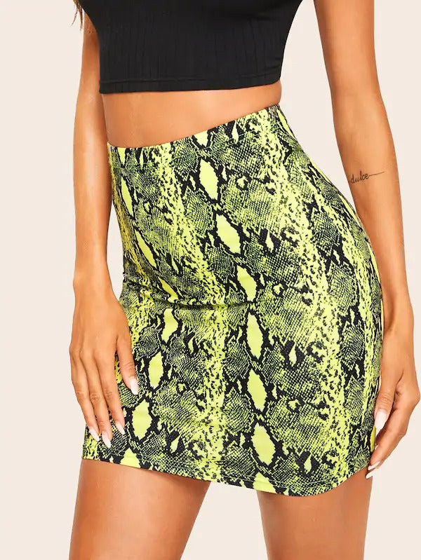 Snakeskin Print Bodycon Skirt – GaGodeal