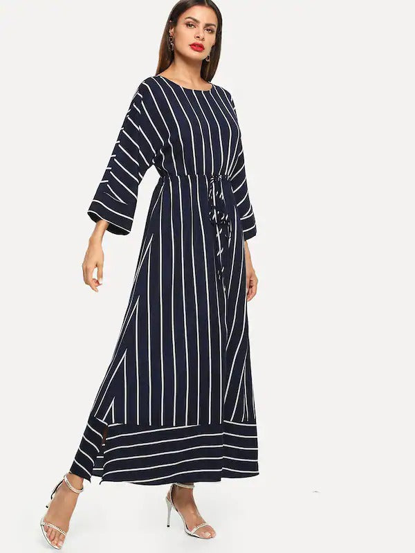 drawstring waist maxi dress