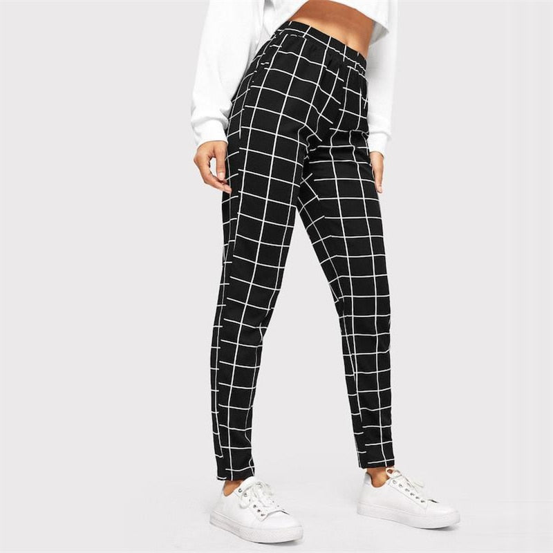 skinny plaid pants womens