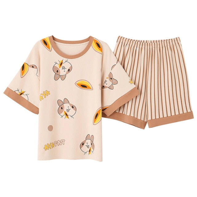 New Sleepwear Sets For Women Two Piece Set Pyjamas Lovely Cartoon Pija Gagodeal