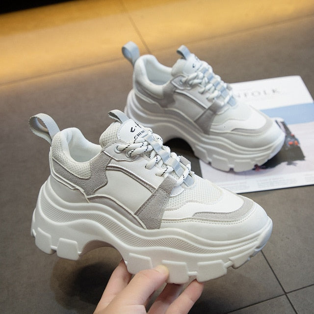 white chunky sneakers for women