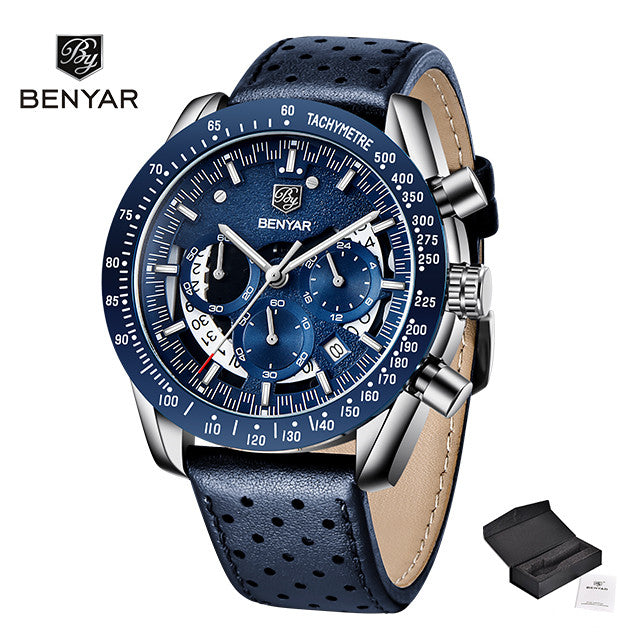 New Mens Watches Top Brand Luxury Stainless Steel Blue Quartz Watch