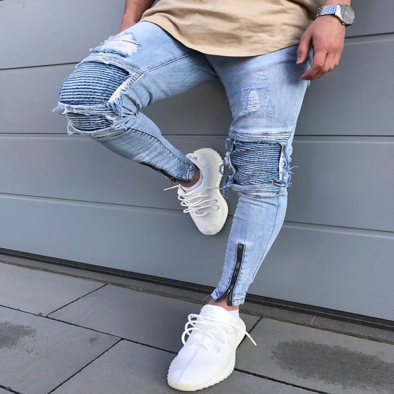 distressed denim joggers mens