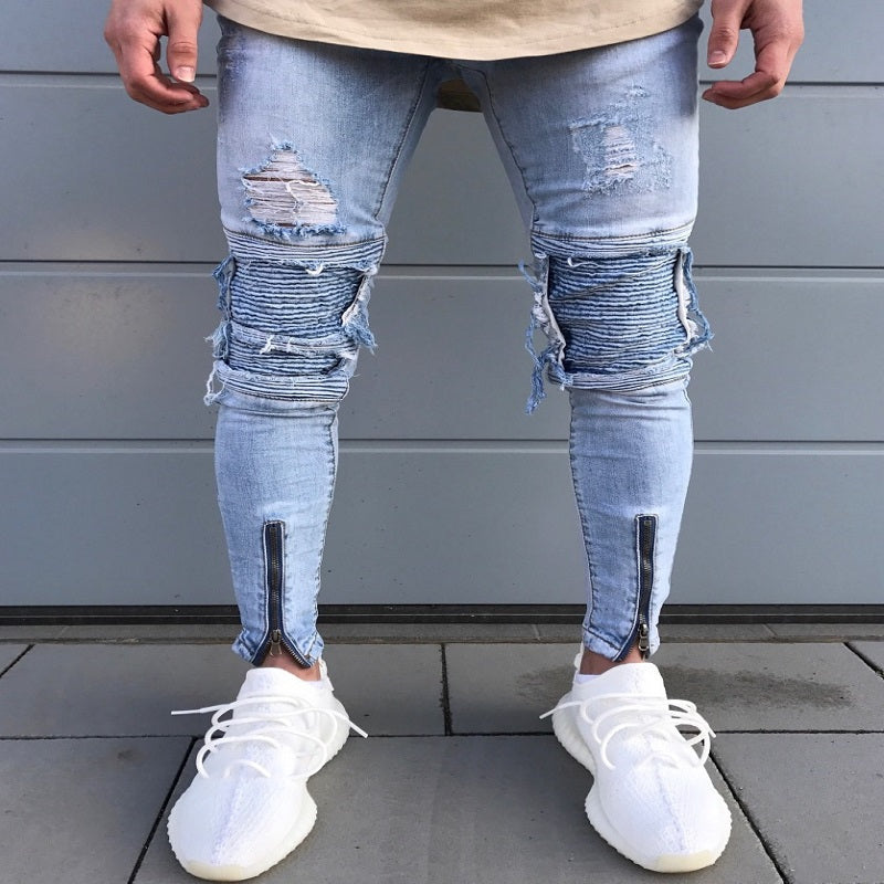 distressed denim joggers mens