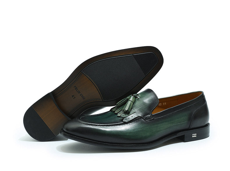 green mens loafers