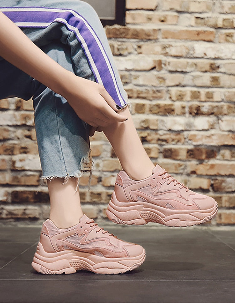 pink chunky sneakers