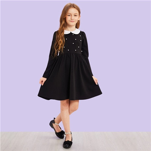 black dress contrast collar