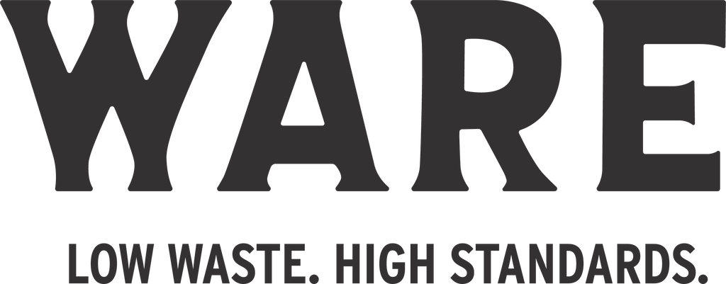 Ware logo with tagline below reading "low waste. high standards."