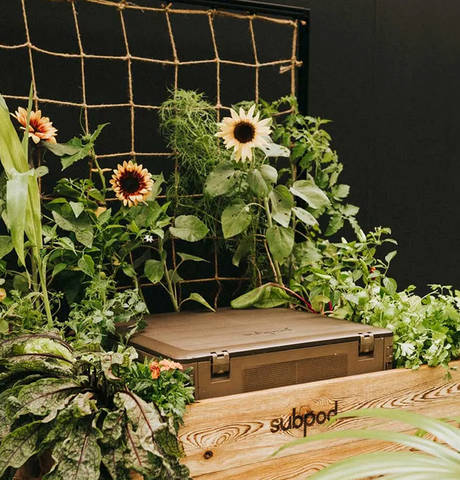 Sub Pod is a composter that sits in the ground and uses worms to compost food scraps and yard waste.