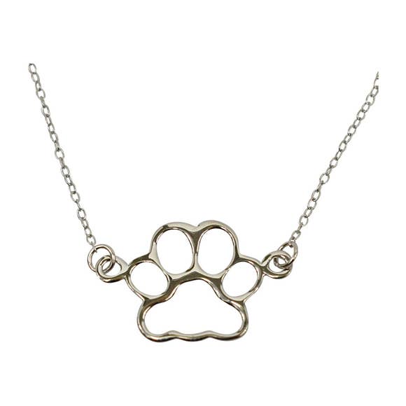 silver dog paw necklace