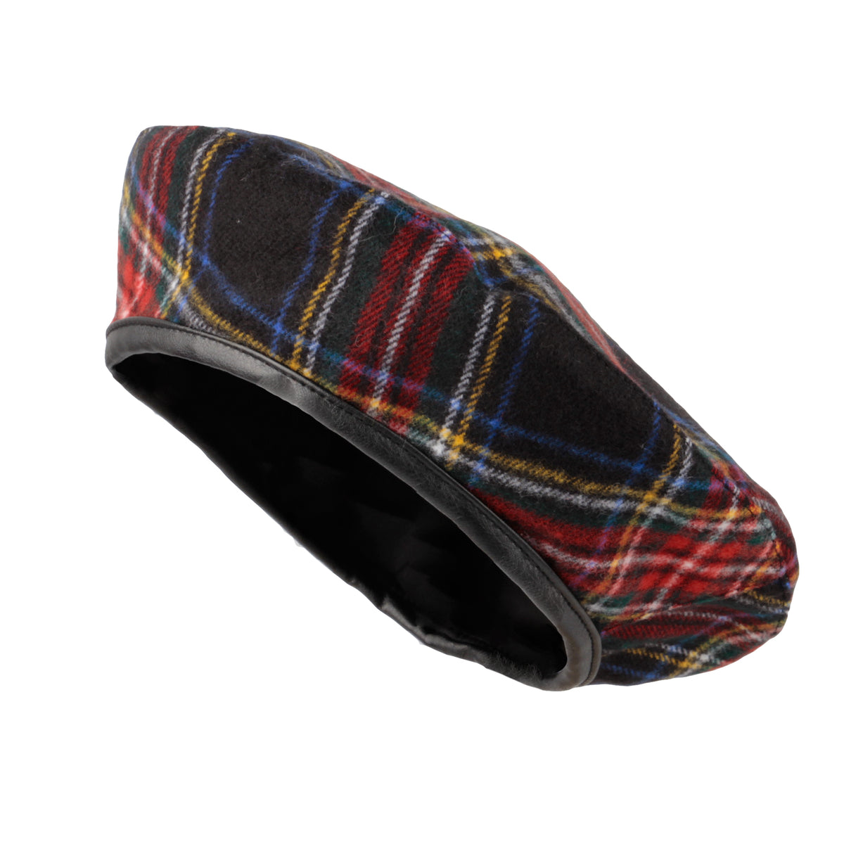 Polyester Beret Hat Tartan Check Leather Sweatband – WITHMOONS