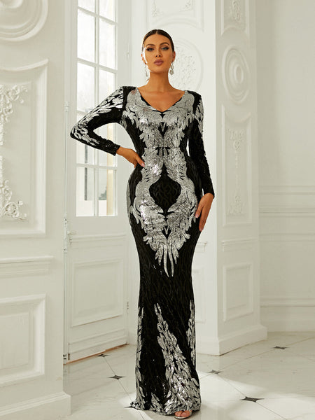 Missord Vintage Baroque Sequined Evening Dress M02087