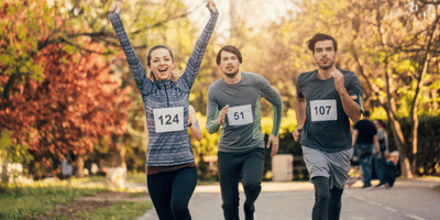 Runners completing race