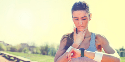 Woman checking heartrate