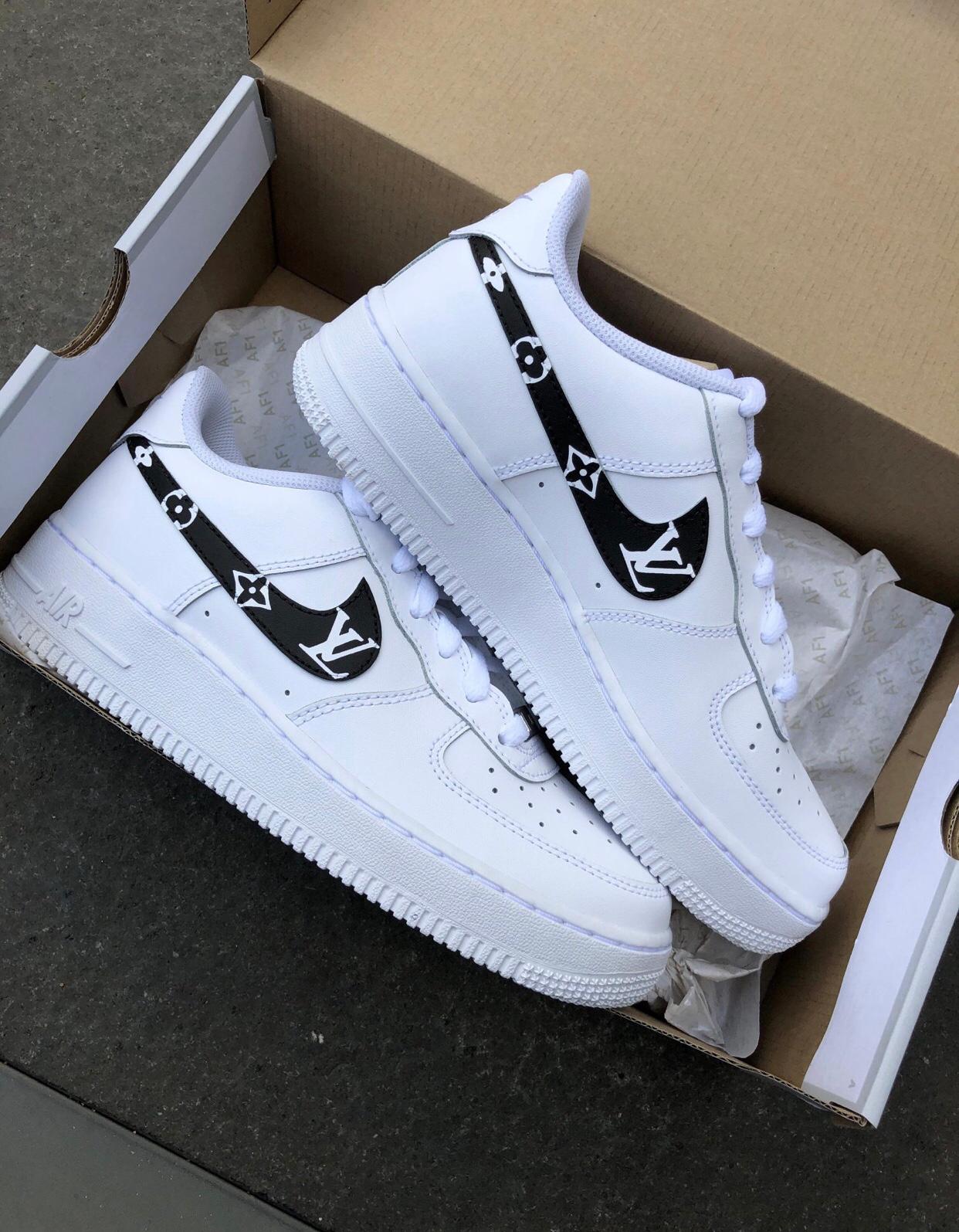 black and white custom air forces