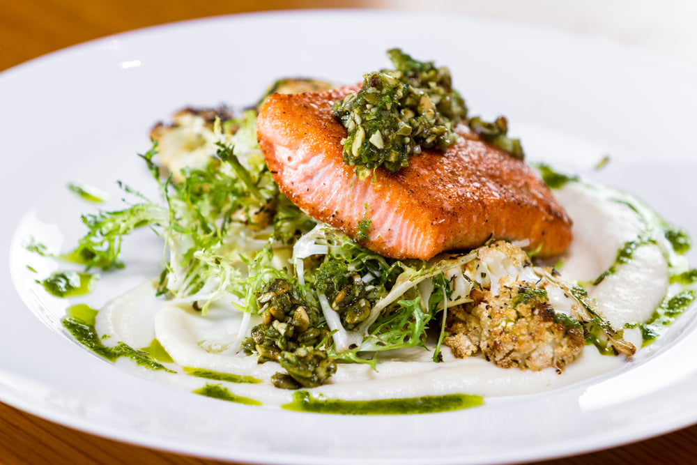 Seared salmon topped with pistachio asHeart-Healthy Recipes You Can Make in 30  Minutes or Less