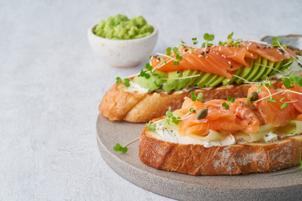 Salmon sashimi and avocado toast as Heart-Healthy Recipes You Can Make in 30 Minutes or Less