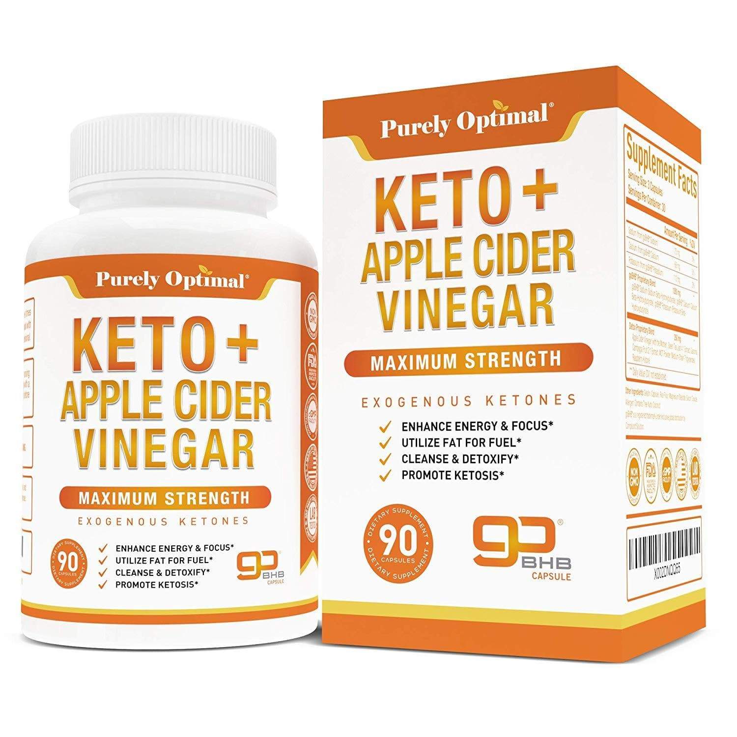 Keto + Apple Cider Vinegar (6 Bottles) Purely Optimal Nutrition