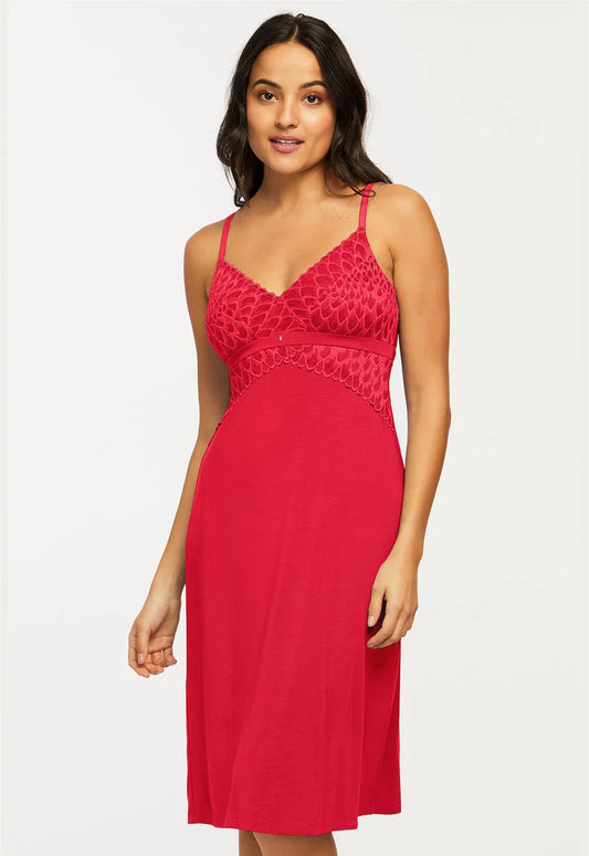 Montelle Lace and Microfiber Modal Bust Support Midi Chemise 9398