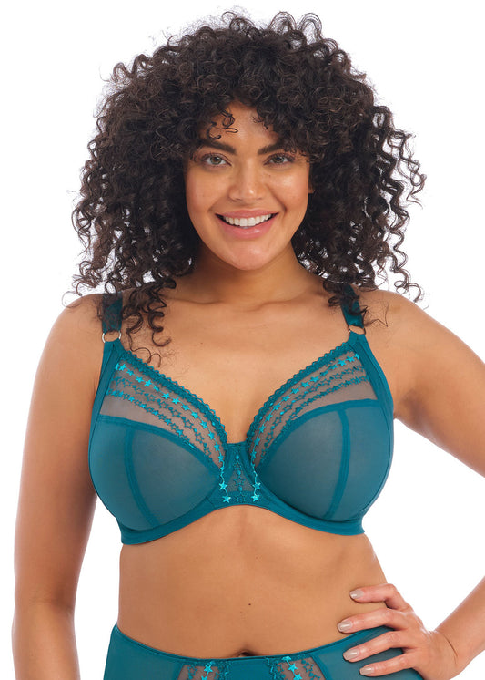 Elomi Lucie Banded Stretch Lace Plunge Underwire Bra (4490)- Rumble