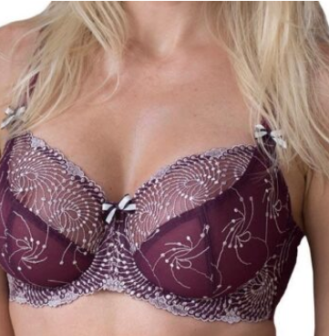 Nicole Eyelash Lace Bralette 40-11425 - Zinfandel/Black